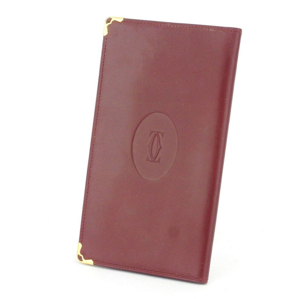Cartier length wallet mast line Bordeaux leather Auth used H723